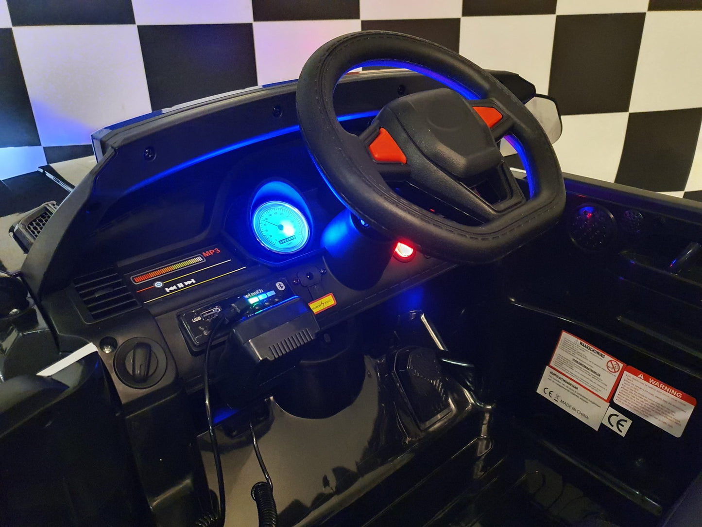 Elektrische Politie Jeep 12V voor Kinderen – met Afstandsbediening, Rubberbanden & Lederen Zitting