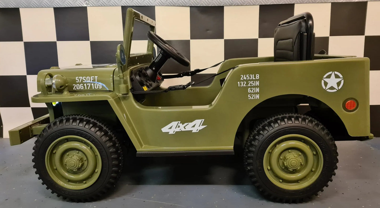 Willy Jeep Kinderauto 12V – Robuuste éénpersoons kinderjeep met afstandsbediening